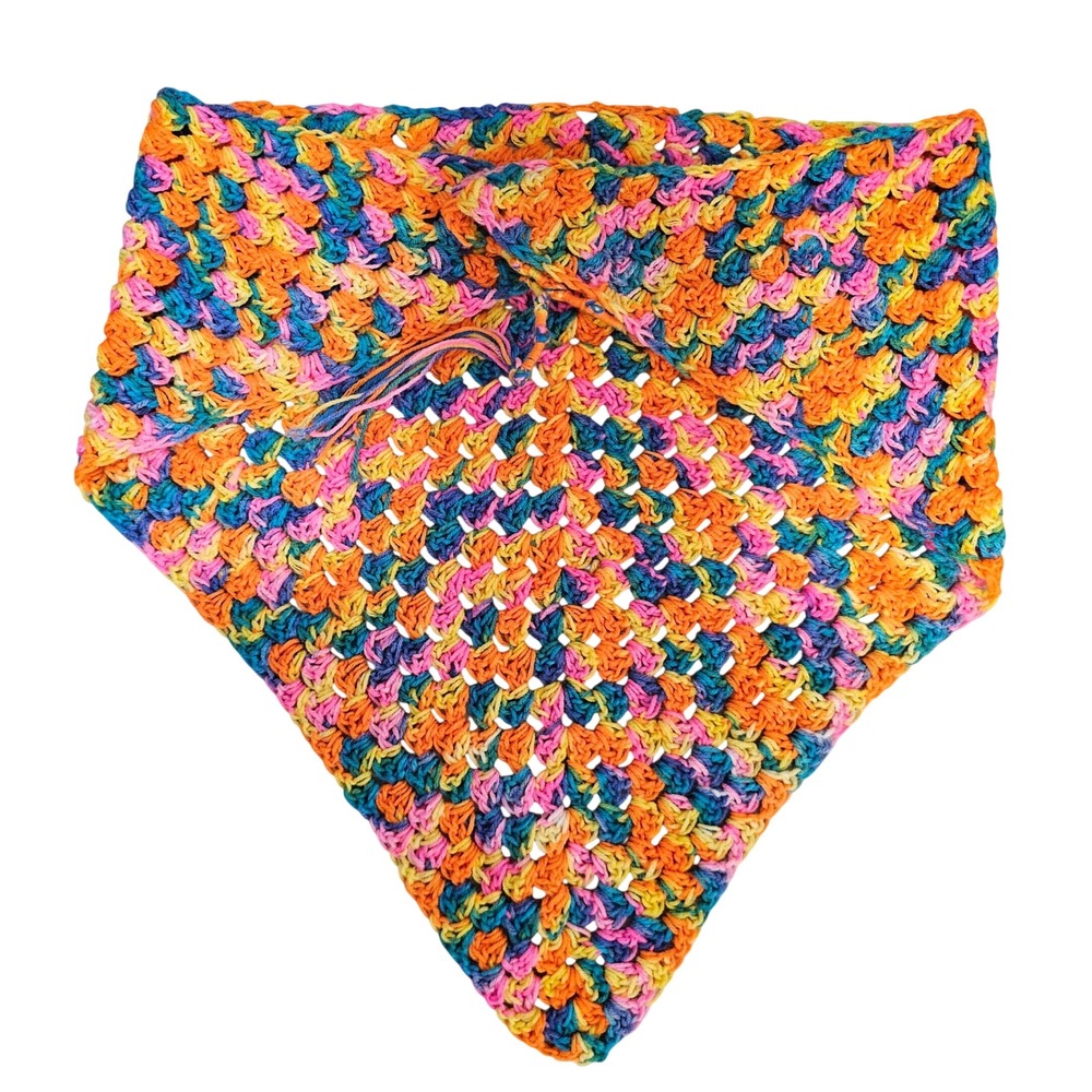Handmade Crochet Triangle Top or skirt Multi Color Variegated Granny scarf wrap
